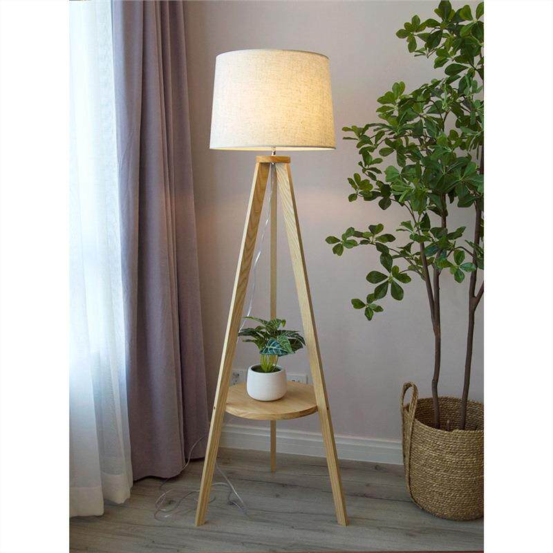 落地灯卧室客厅办公室简约现代北欧日式实木立式三角创意个性装饰