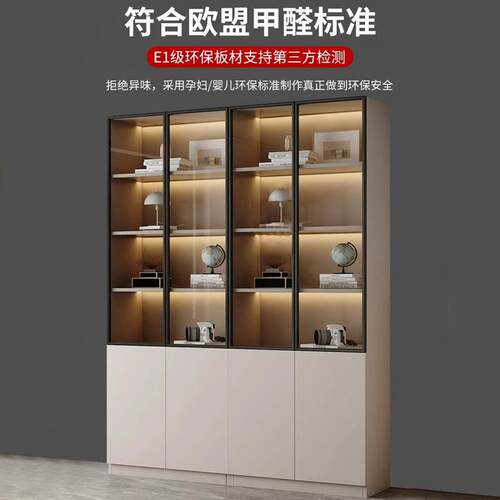 实书柜柜F5M8HSMJ一体整墙到顶新中式酒带玻璃展示柜可定尺寸可定