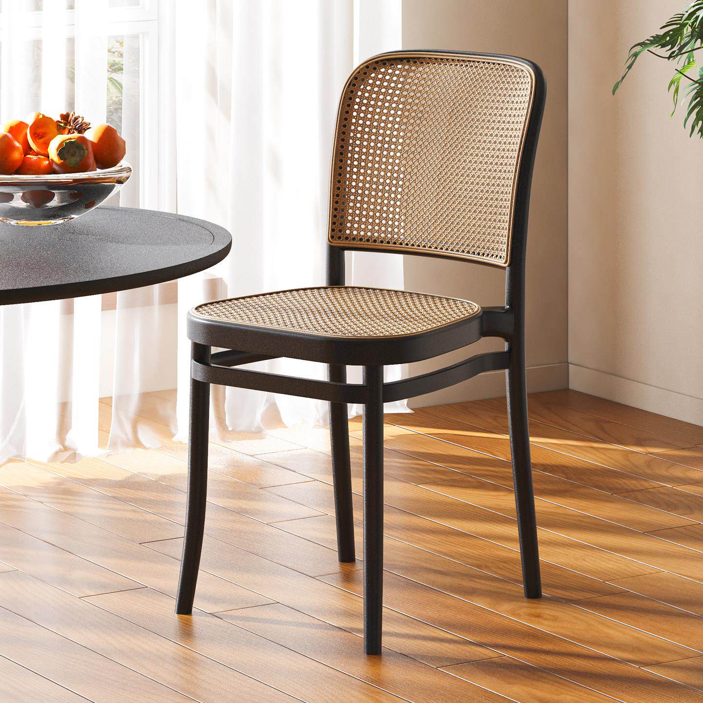 加厚塑料椅子2026新款藤编餐椅家用客厅靠背椅可叠放餐桌凳子商用