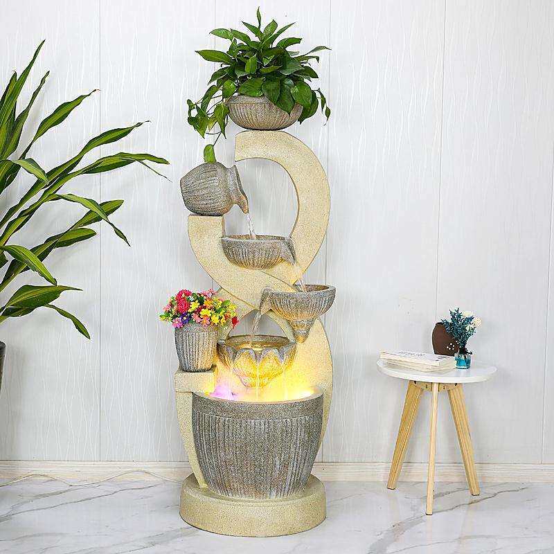 流水生财摆件客厅欧式喷泉水循环落地家居装饰品办公室招财加湿器