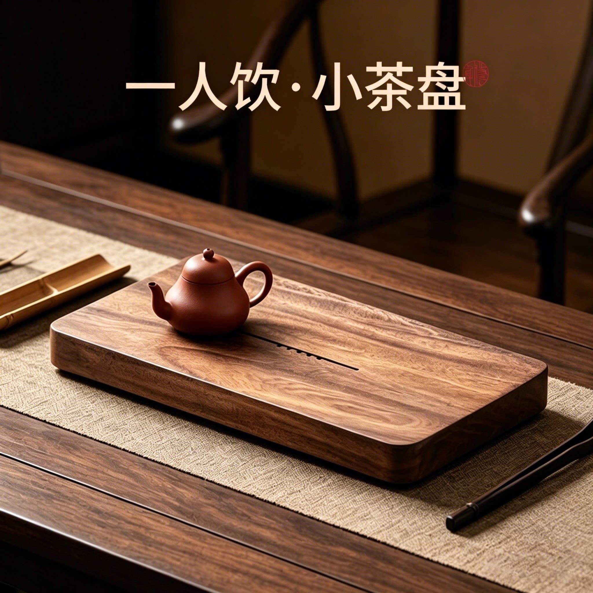 实木小型茶盘干泡台一人胡桃木2026新款家用排水储水茶具托盘茶台