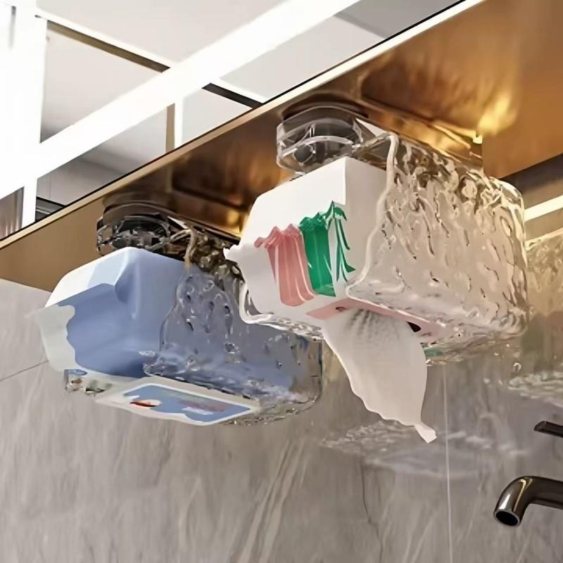 吸盘湿巾收纳盒轻奢免打孔壁挂厨房抽纸盒卫生间洗脸巾厕纸置物架