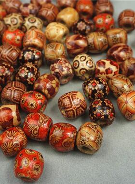 100pcs/Lot 12mm Vintage Natural Big Hole Wooden Beads For Ne