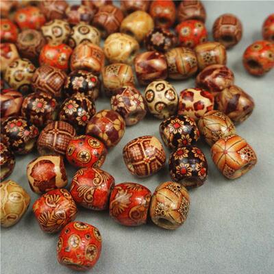 100pcs/Lot 12mm Vintage Natural Big Hole Wooden Beads For Ne