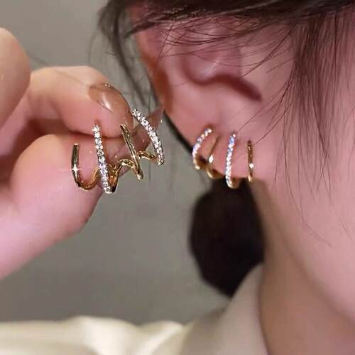 Earing Claw Ear Hook Clip Earrings for Women Four-Prong Sett
