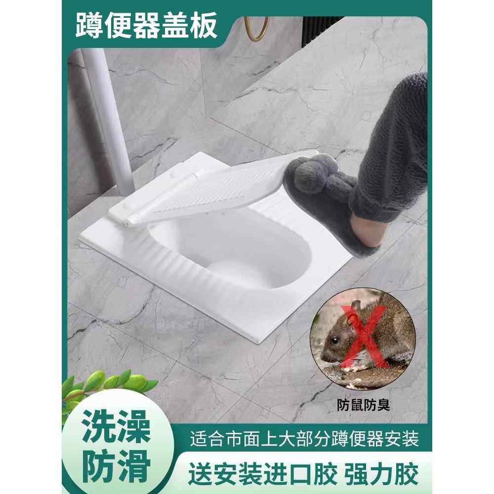 蹲便器盖板通用加厚蹲坑蹲厕挡板家用洗澡防滑盖密封便池踏板