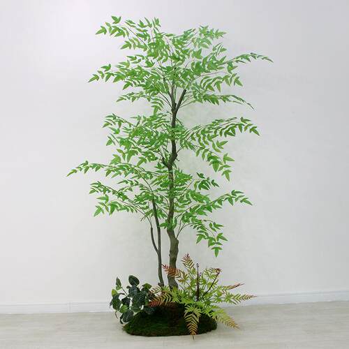 散葵客饰厅绿植仿真室内大型植物盆地栽落尾花摆WUW件装假树造景