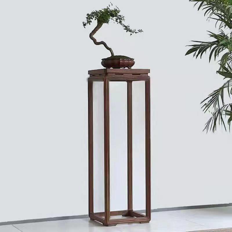 新中国风老榆树实木花架现代简约客厅盆栽植物架经典储物架花桌花