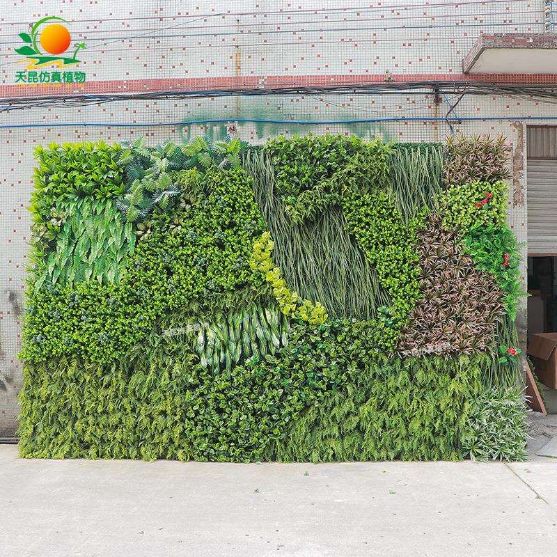 天昆仿真植物墙人造塑料草坪商场店铺墙体装饰室内阻燃仿真绿植墙