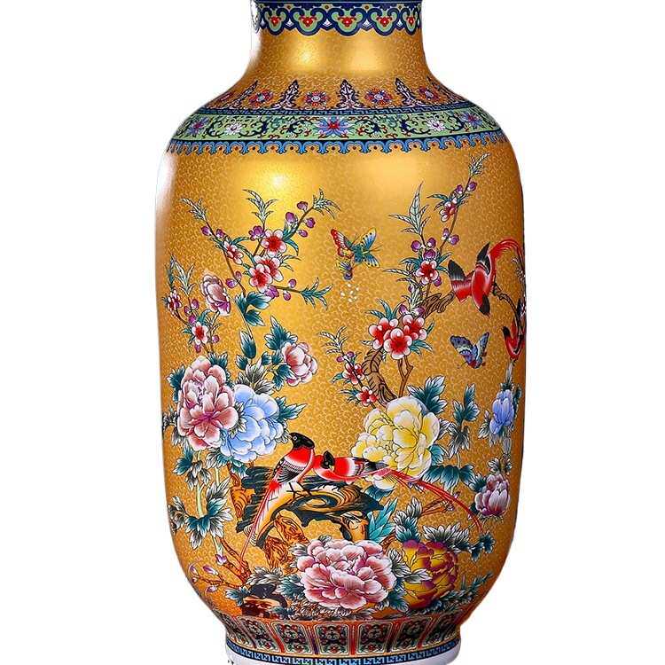 景德镇陶瓷器落地大花瓶插花珐琅彩中式客厅装饰品博古架酒柜摆件图片