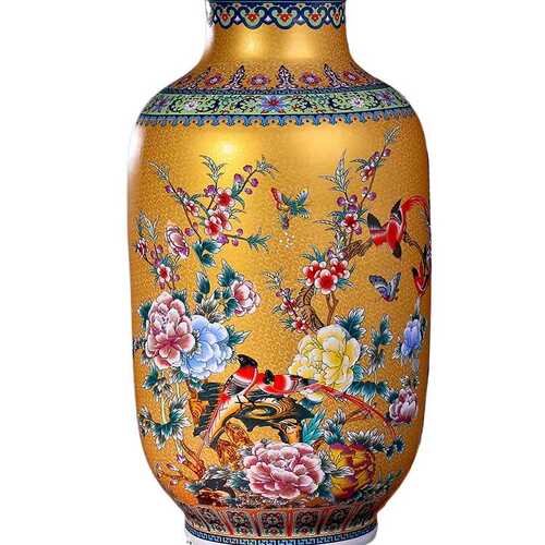 景德镇陶瓷器落地大花瓶插花珐琅彩中式客厅装饰品博古架酒柜摆件