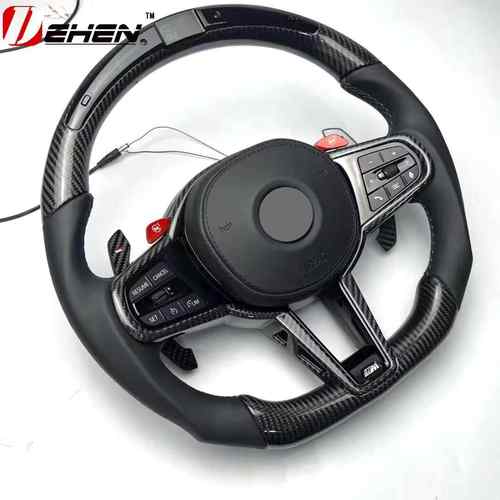 适用于宝马5678系X1X2X3X4X5X6X7改装升级CS碳纤维LED平底方向盘