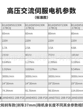 杰1美康00W60JASM5020电0W交流伺服电机400W750W器高压伺服机套装