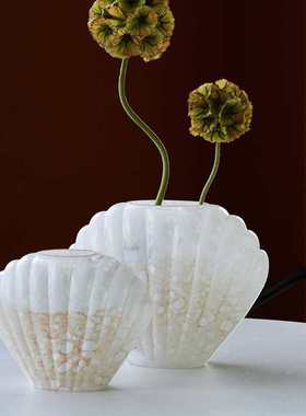 贝壳玻璃花瓶中古风花瓶水培瓶手工琉璃插花摆件花器家居软装