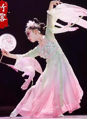 正品儿古童典舞演表服，桃枝，仙春暖花开似的中国舞灵儿同雅纱衣