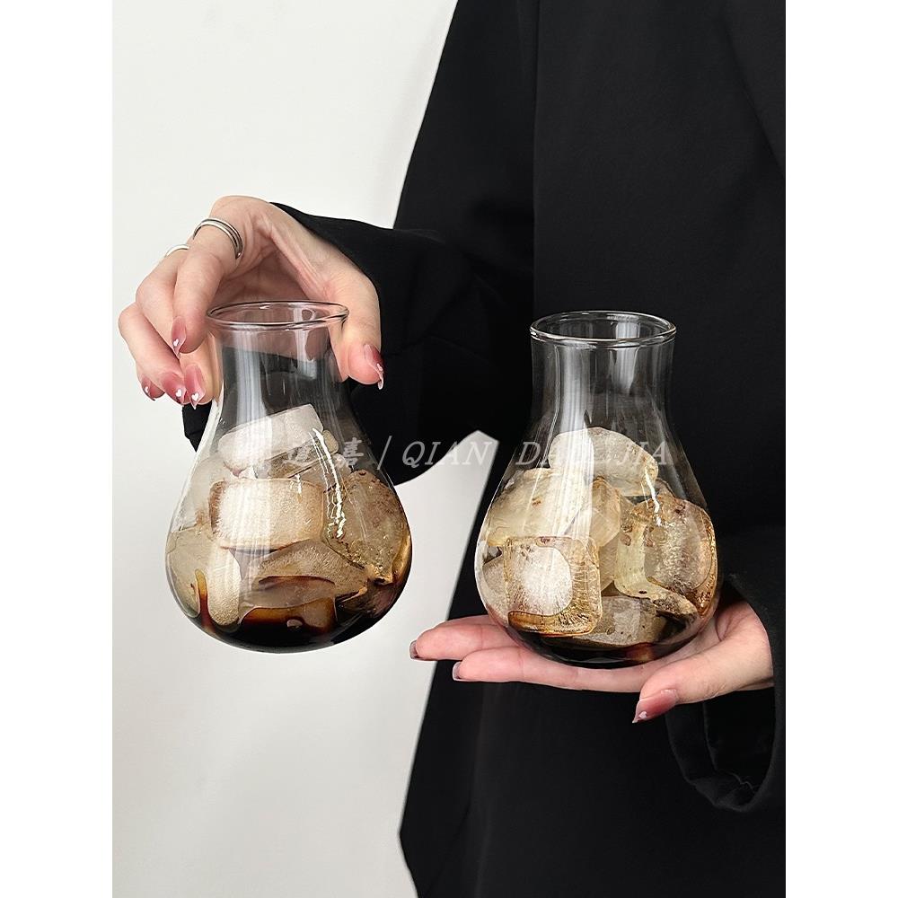 耐热高硼硅灯泡杯创意个性小众设计冰美式咖啡拿铁杯果汁奶茶杯子