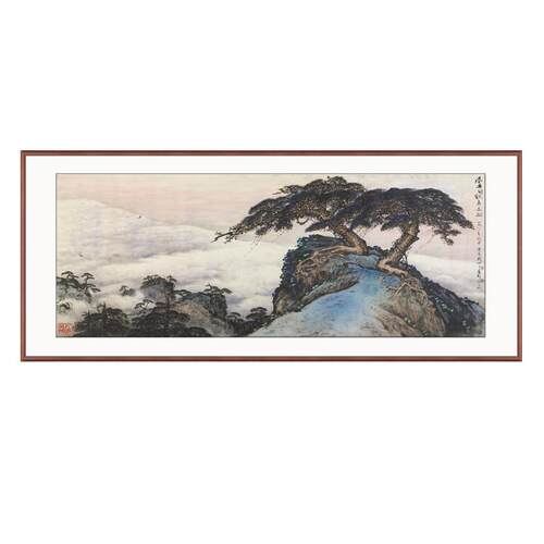 艺术微喷办公室挂画沙发墙大幅中式山水壁画迎客松客厅风景装饰画