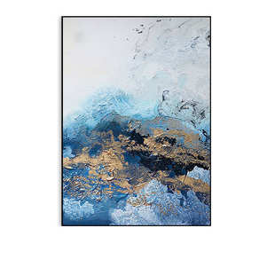 现代简约轻奢金箔高级感客厅油画入户玄关装饰画进门砂岩走廊挂画