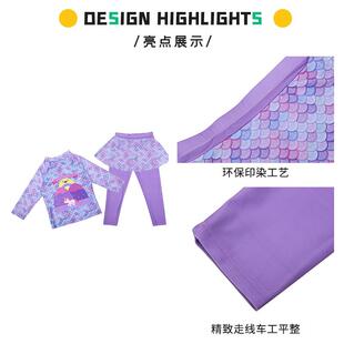 新款 少女童分体游泳衣学生潜水衣 儿童泳衣女中大童分体长袖