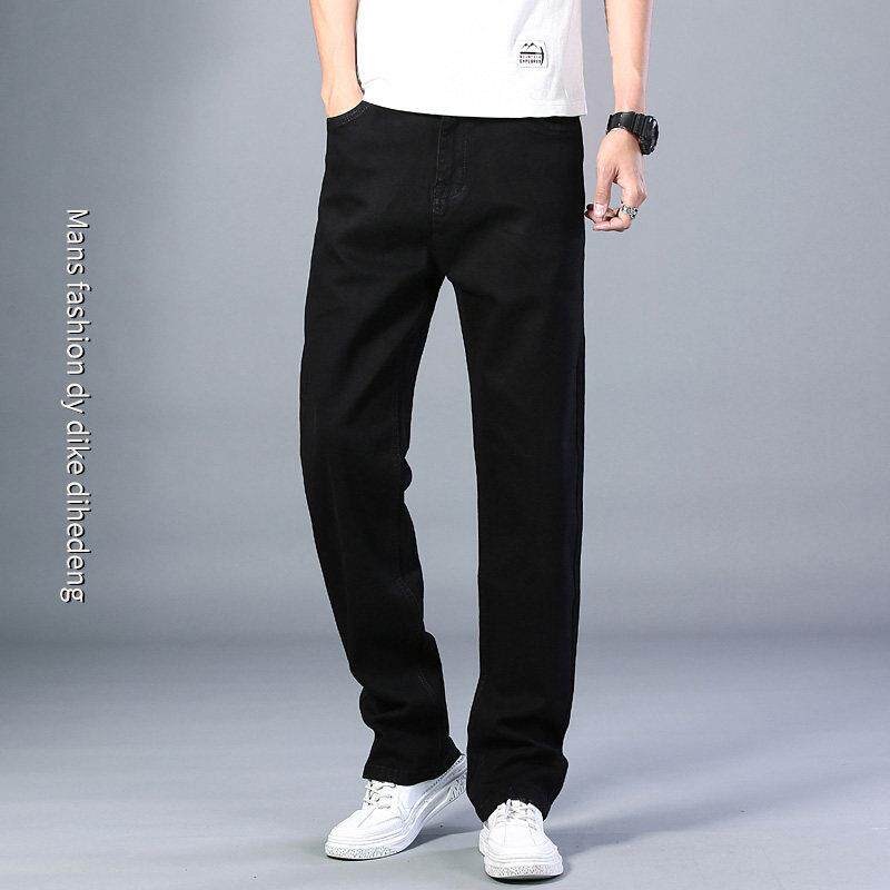 潮牌大码牛仔裤男宽松直筒加肥加大码休闲长裤韩版潮流黑色裤子男