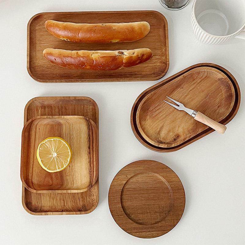 穆尼 简约相思木实木托盘圆方形椭圆形甜品水果盘饰品收纳小食碟,餐饮具,餐用托盘,淘宝优惠券,粉丝福利购,淘宝优惠卷
