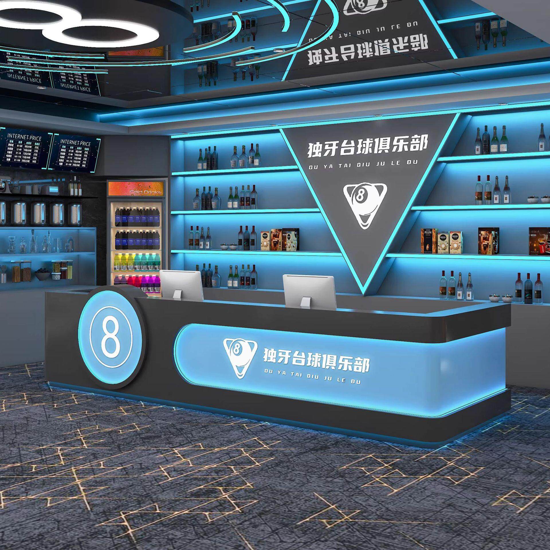 台球厅吧台业风前电酒店台网咖俱无品牌/乐部接待竞台棋牌室桌工