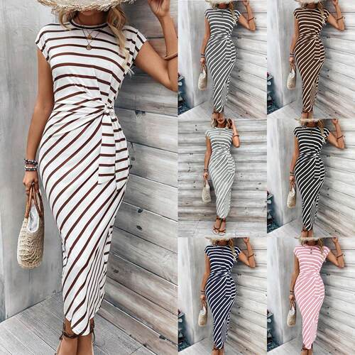 Stephanie's Exclusive Striped Round Neck Dress  Stylish