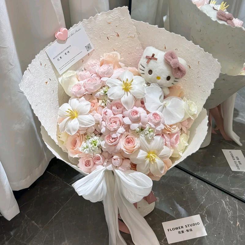 仙子之吻泡泡多头玫瑰花束鲜花同城速递配送女友生日杭州上海北京