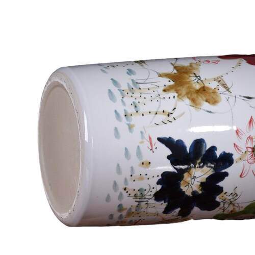 陶瓷工艺品手绘窑变荷花书画筒卷轴缸落地花瓶书房客厅摆设