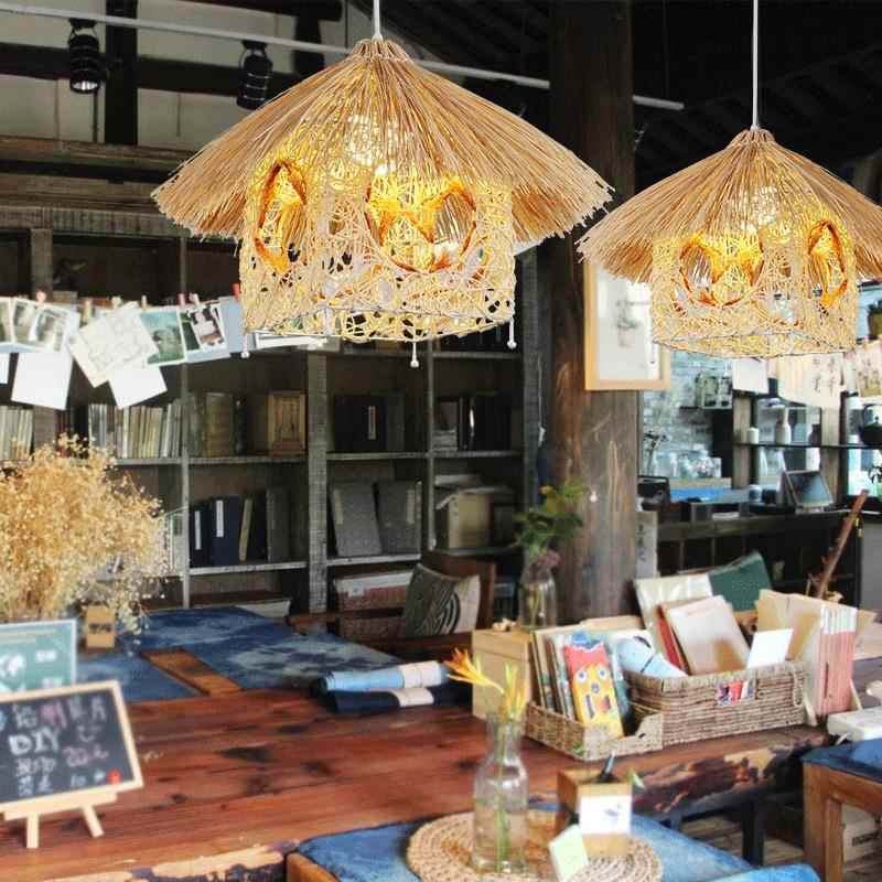 东亚田巢园藤艺吊灯个性创意饭店餐厅吧台民宿藤编鸟吊草462帽房
