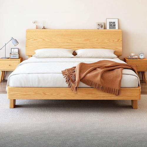 全实木床双人1.8米主卧大床家用1.5米小户型出租房1.2单人床架