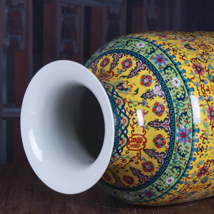 客厅陶瓷器地大景德镇欧式花瓶装饰品家居落大号摆件彩瓷珐琅瓶