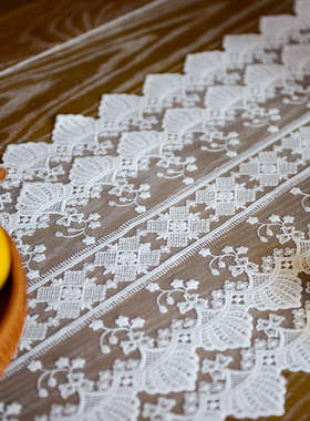 61K3蕾丝桌旗美式餐桌旗长条桌布防尘鞋柜布盖巾欧式电视柜盖布茶