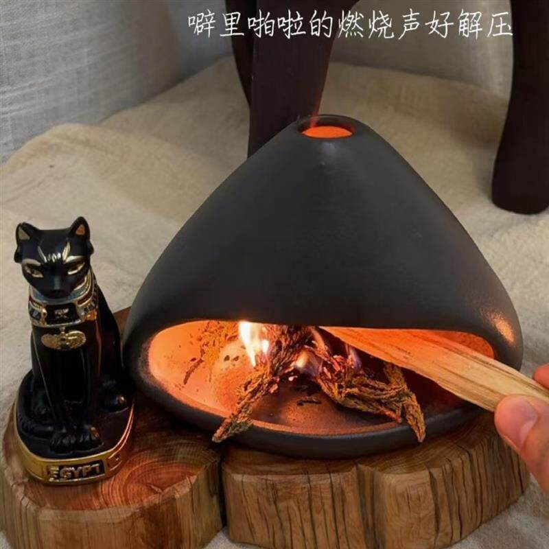 迷你小壁炉氛围感桌面复古造型小香薰陶瓷线香插香薰炉明火取暖
