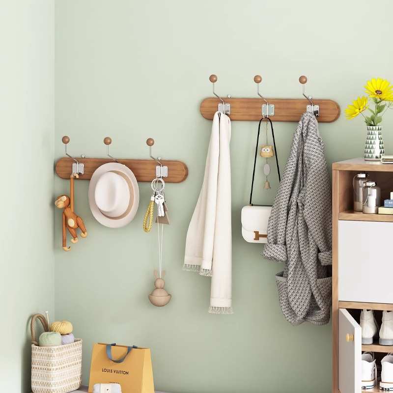 实木挂衣钩打孔试衣间挂钩门后挂衣架墙上入户门衣服衣帽钩子批发