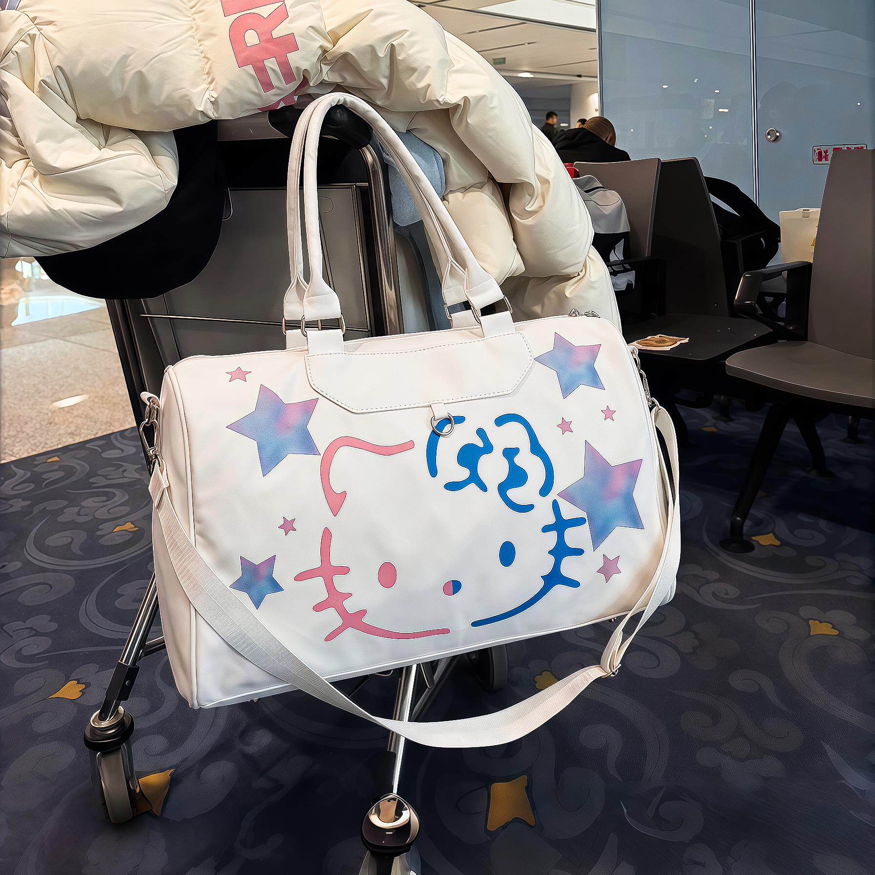 kitty行李包可套拉杆箱旅行袋防水游泳收纳包运动健身包大容量