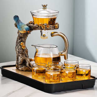 懒人半全自动茶具套装 玻璃泡茶器家用冲茶壶茶杯 2024新款 磁吸式