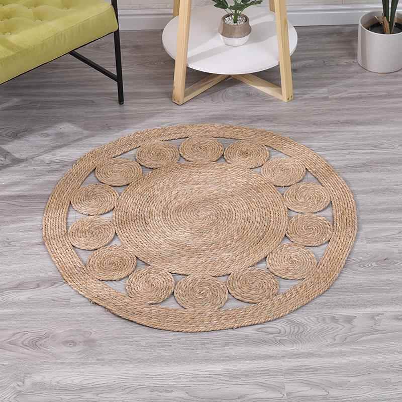 RI0T水芦苇手工草编织地毯垫形装客厅摄圆F765JJ8J茶几地垫卧室地