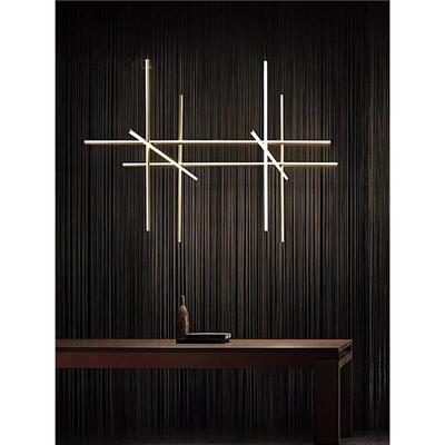 意大合利挑空吊灯组极简楼别墅00125客d厅餐桌设计师le现代线条梯