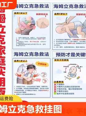 海姆立克急救法挂图婴儿呛奶抢救海报心肺复苏冰箱贴纸流程图知识
