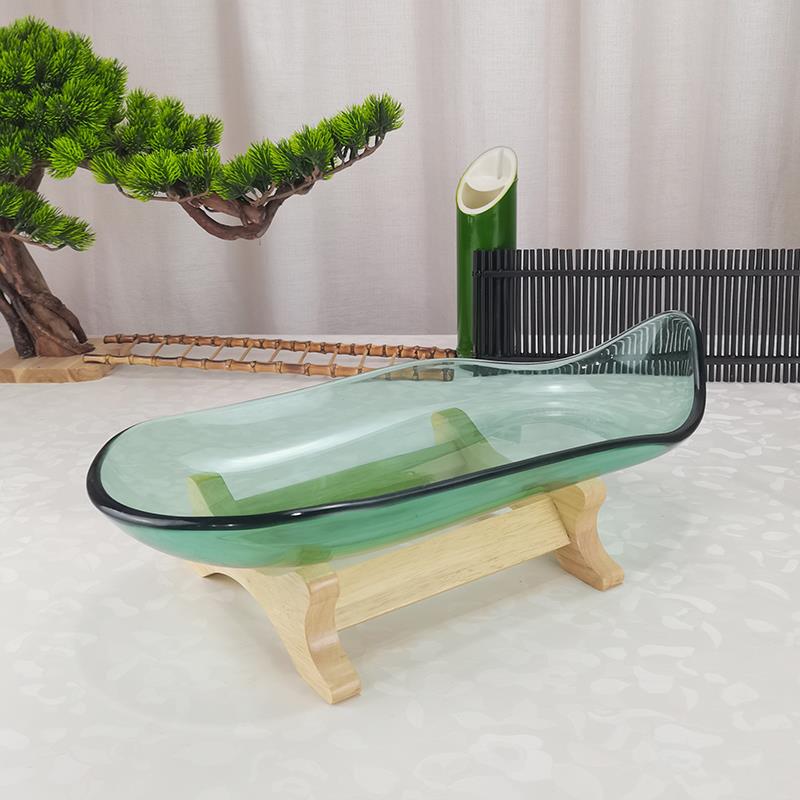 ?商玻璃长条自助餐水果盘展示盘餐F7589M78具厅果餐用器皿水自助
