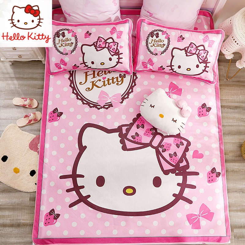 hellokitty儿童夏季冰丝凉席三件套幼儿园午睡专用卡通可水洗定制