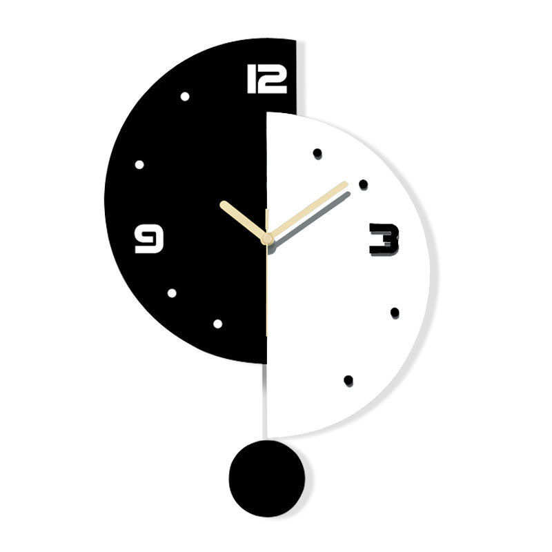 现代简约黑白数字挂钟静音亚克力挂钟家用创意钟表客厅卧室挂钟