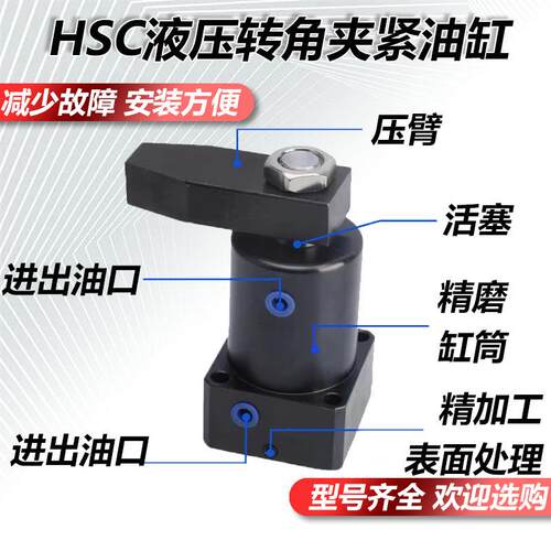 液压转角油缸HSC/CHS25/32/40/50/63SR/SL旋转90度工装夹具双缸