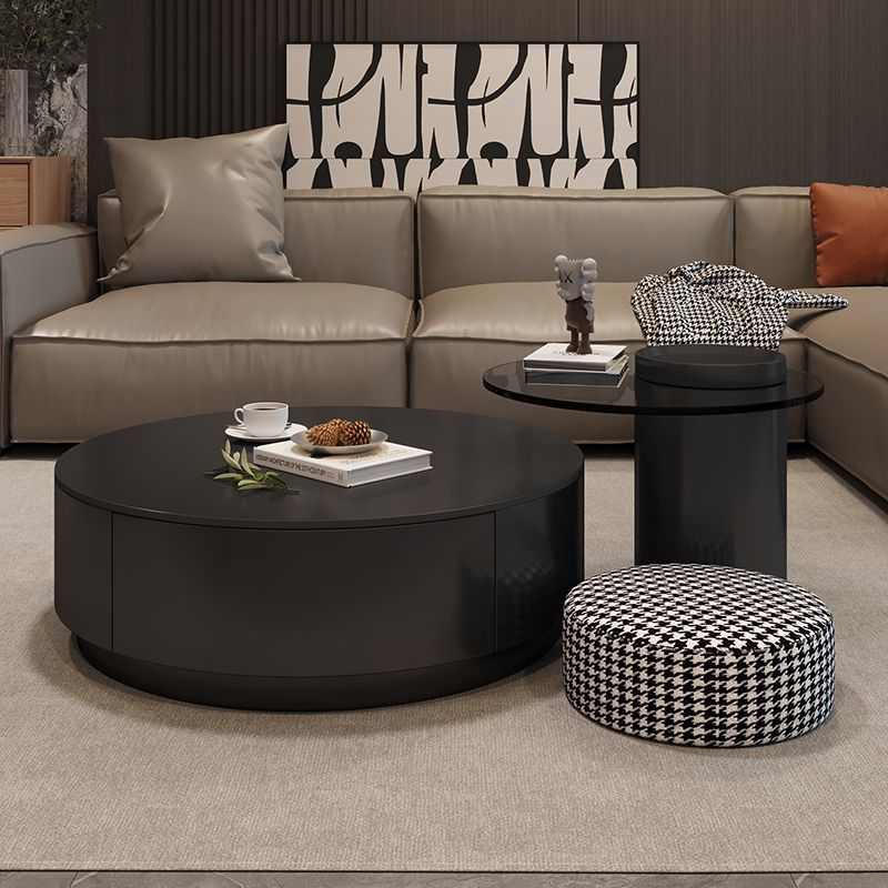 marble round coffee Center table living room轻奢圆形岩板茶几