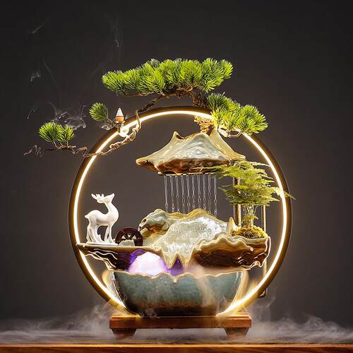 桌假山SYY-9908流水摆件循环客水厅招财生财创意家居装礼饰办公室