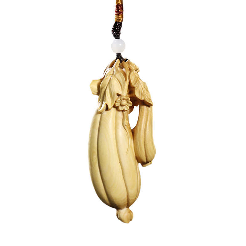 小叶黄杨木雕木质家居装饰品汽车挂件丝瓜摆件工艺品手把件顶呱呱