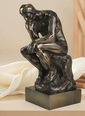 欧式思想者铸铜摆件 思考者工艺品 卧室书房家居装饰品 高端摆设