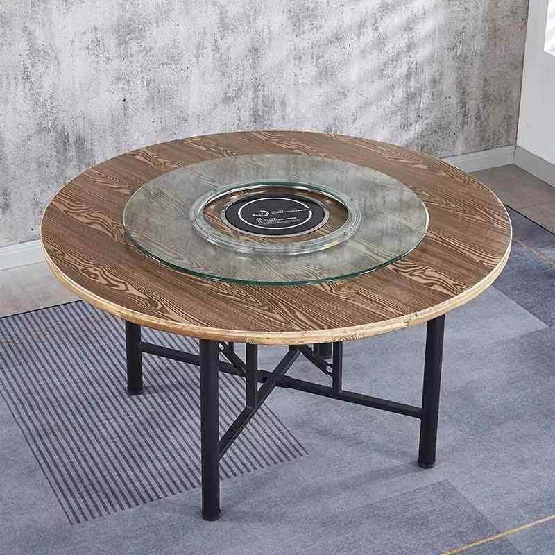 火锅桌面电磁炉一体圆桌碳化实木餐桌酒店餐厅带转盘台面折叠桌架,商业/办公家具,成套办公家具,淘宝优惠券,粉丝福利购,淘宝优惠卷