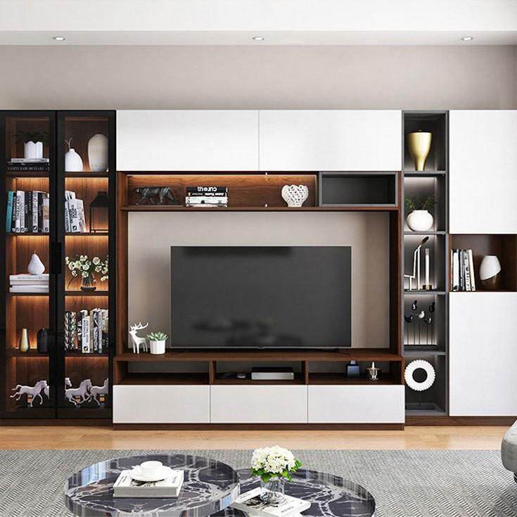 客厅电视柜组合墙柜55寸小户型现代简约轻奢玻璃柜65寸经济型制